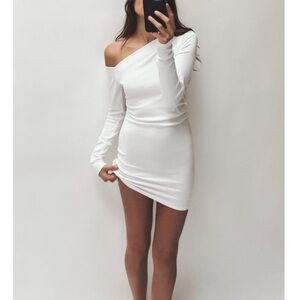 Zara Draped Asymmetric White Dress